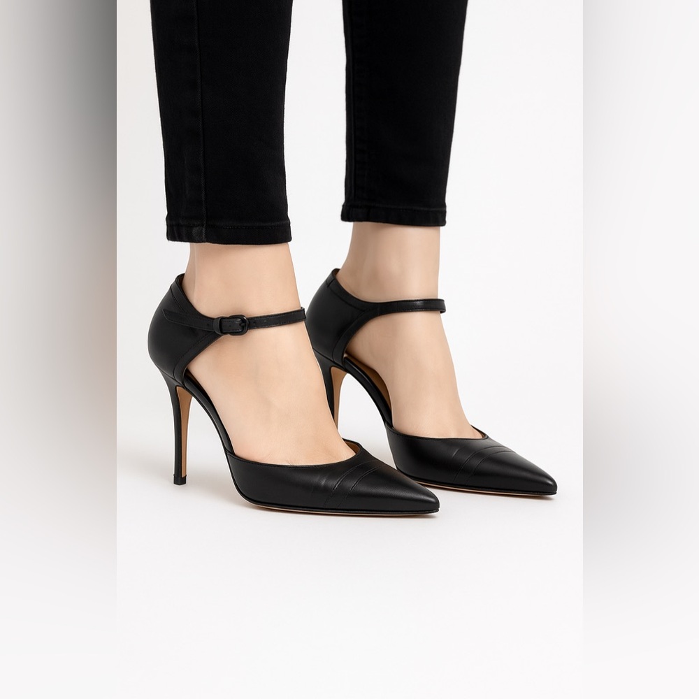 Manolo Blahnik black heels with ankle strap